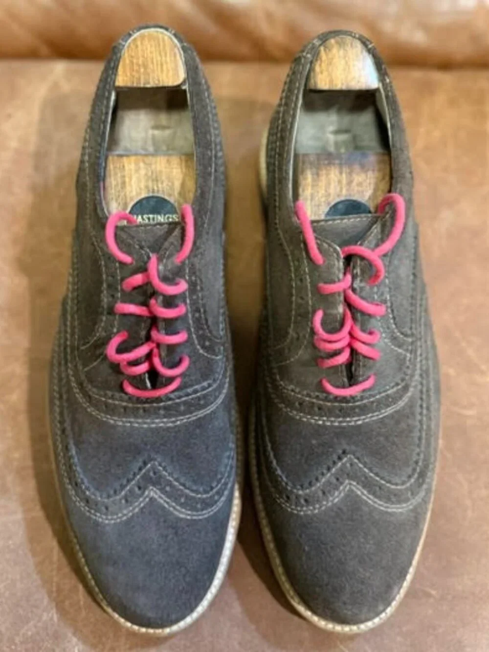 1901 by Nordstrom Men’s Dark Brown Suede Saddle Shoes – Red Laces